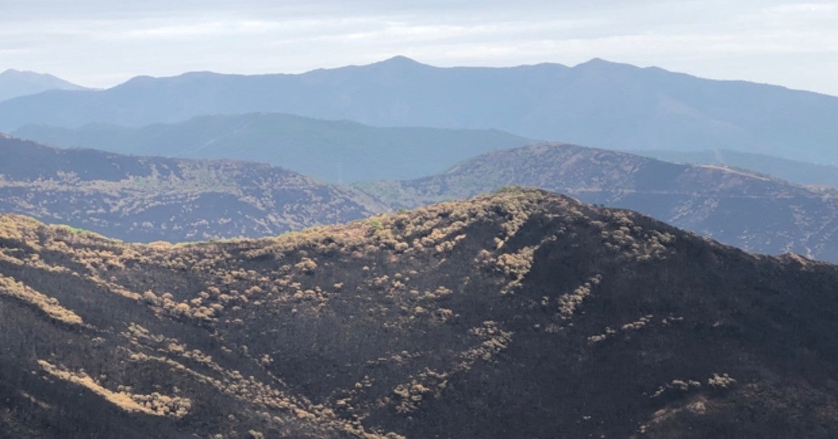 La sierra quemada por el incendio