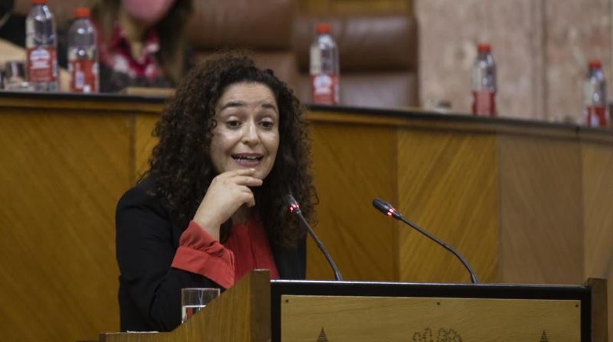 La portavoz parlamentaria de Unidas Podemos, Inmaculada Nieto, durante su intervención en la primera sesión del Debate sobre el Estado de la Comunidad