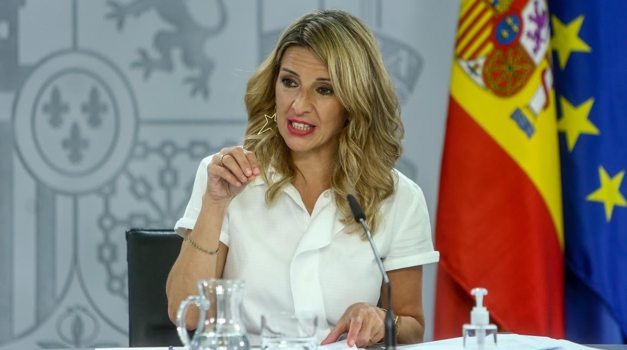 La ministra de Trabajo y Economía Social, compareciendo tras un consejode ministros