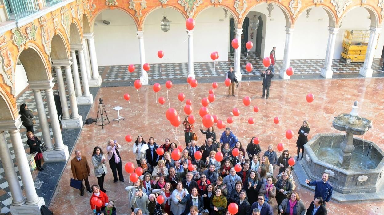 Voluntarios durante un acto en su homenaje en la Diputación