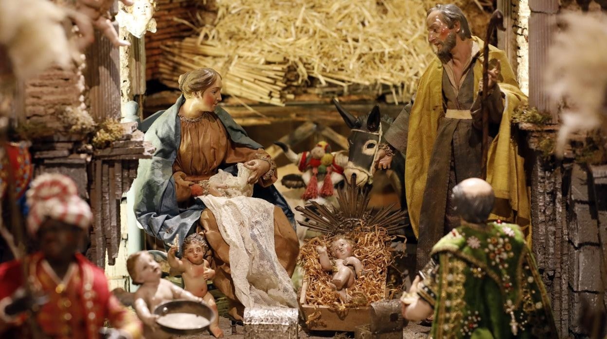 Escena del Nacimiento de Jesús en el belén napolitano de la ermita de la Alegría