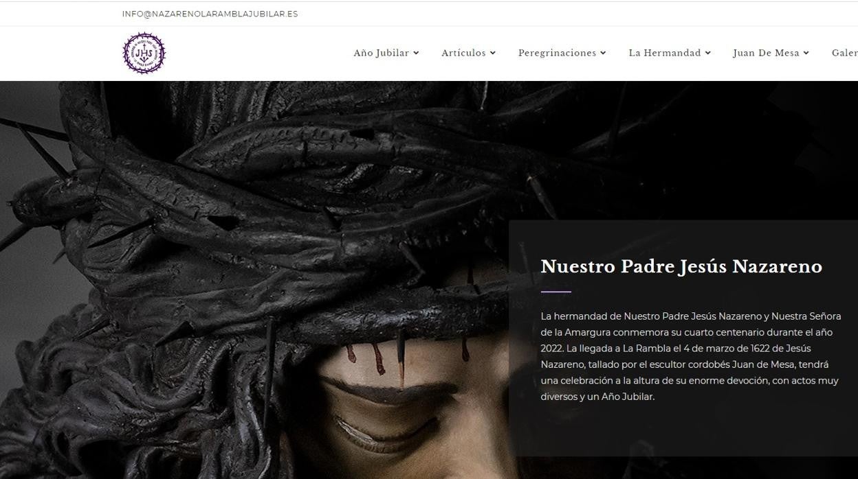 Captura de la portada de la web del Año Jubilar de Jesús Nazareno de La Rambla