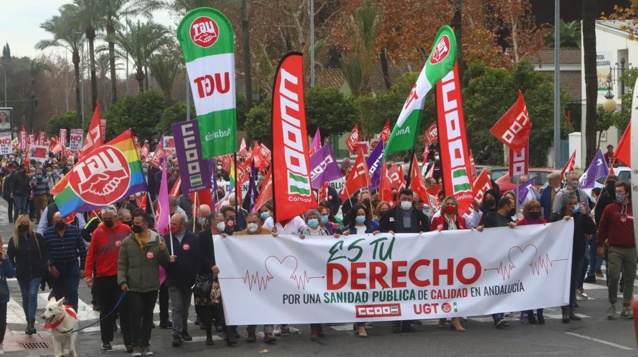 Cabecera de la manifestación por la Sanidad Pública en Córdoba