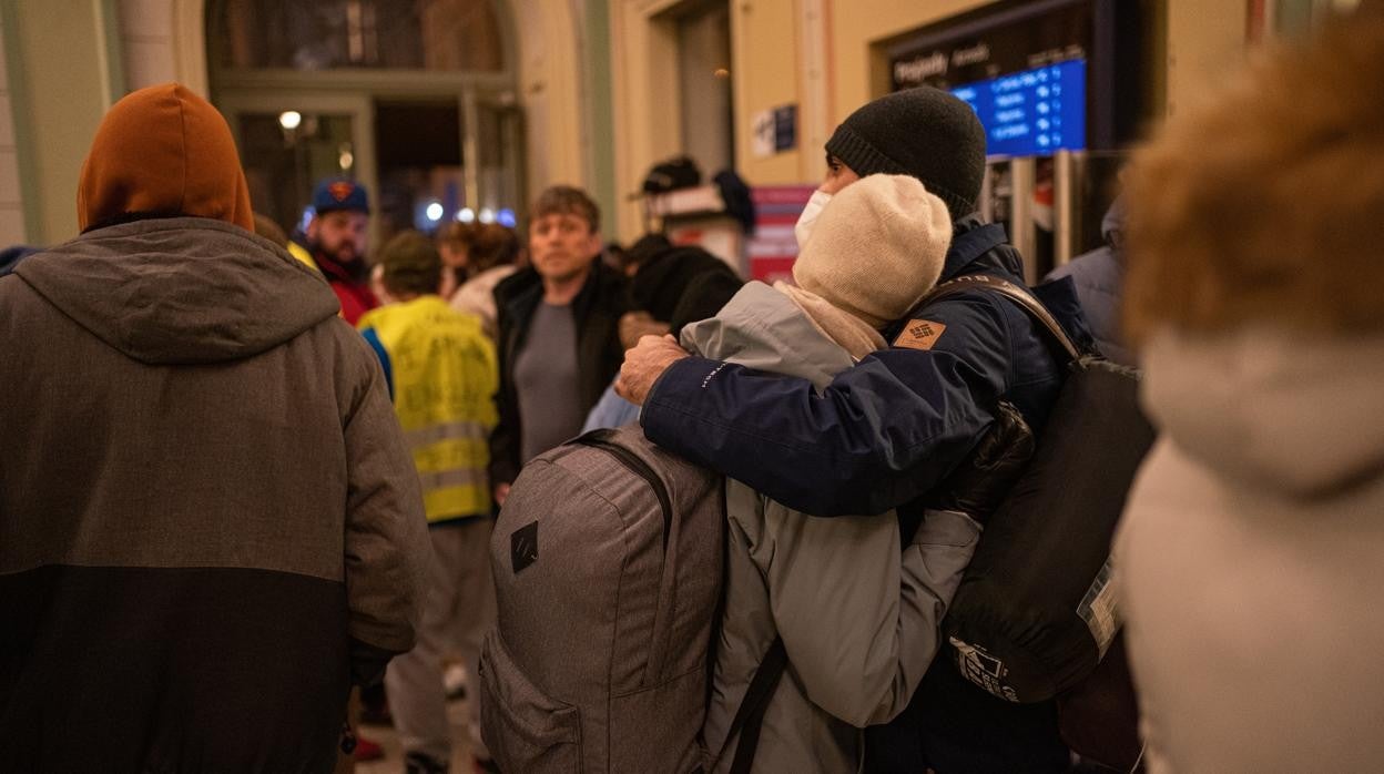 Refuguiados uncranianos en la estación polaca de Przemysl