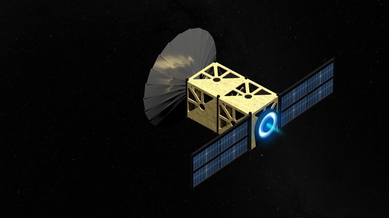 Recreación del nanosatélite Ágapa impulsado por la Junta de Andalucía