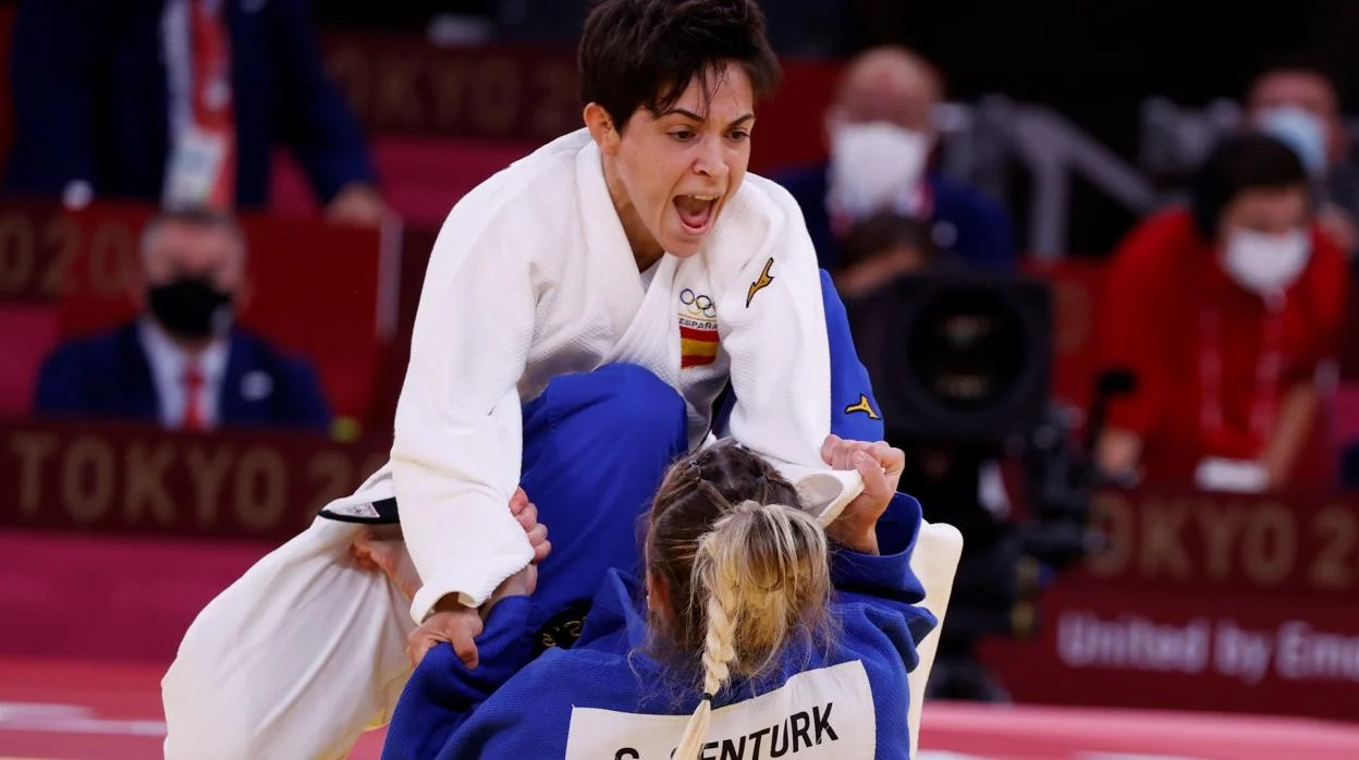 La judoca cordobesa Julia Figueroa, en un combate en los Juegos Olímpicos de Tokio
