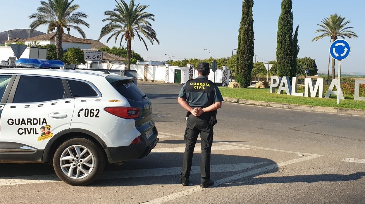 Un agente de la Guardia Civil en un acceso a Palma del Río