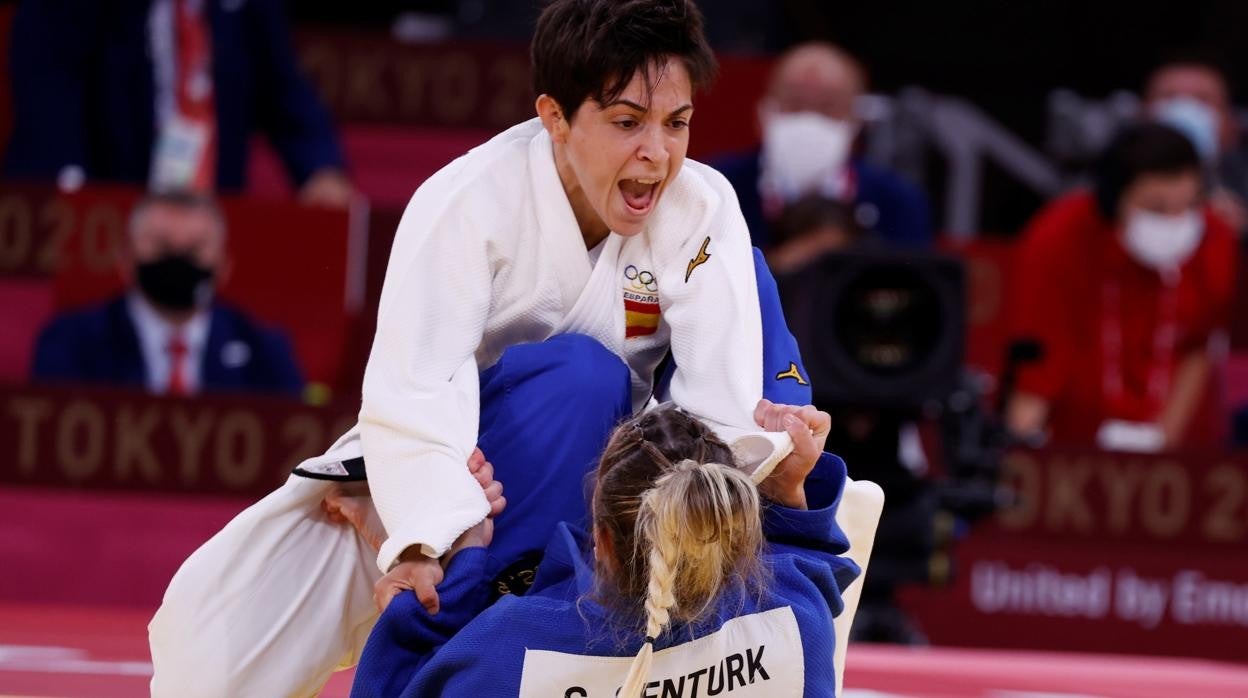 La judoca cordobesa Julia Figueroa durante un combate en los Juegos Olímpicos de Tokio