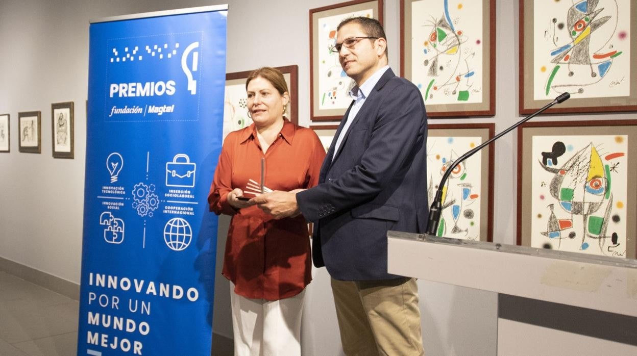 La presidenta de la Fundación Magtel, hoy durante la presentación de los premios