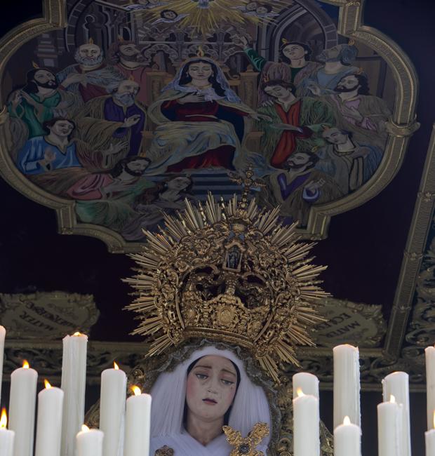El bordado completo del techo de palio de la Virgen del Dulce Nombre de Córdoba estará en 2024