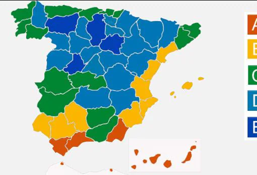 Zonas climáticas de España por las que rige el código técnico de la edificación.  