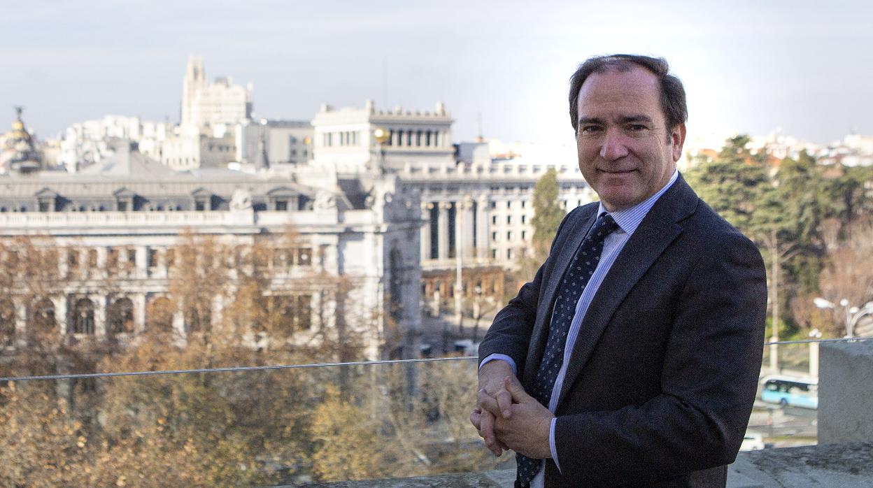 Borja Carabante, delegado de medioambiente de Madrid, posa en la terraza de su despacho.