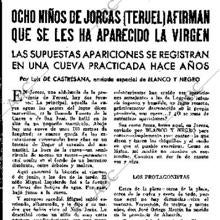 La primera noticia dada por 'Blanco y Negro' sobre las apariciones de Jarcos