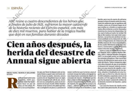 Con motivo del centenario del desastre de Annual, ABC reunió a cuatro descendientes de los héroes de aquella tragedia sufrida por el Ejército español en 1921