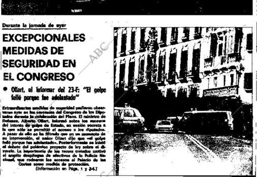 Edición madrileña de la portada de la presentación del informe Oliart, en 1981