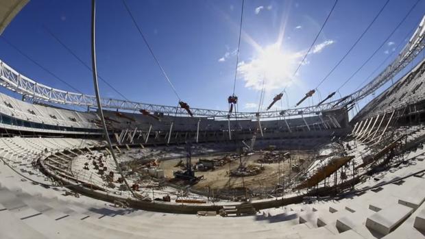 Time-lapse del avance de la cubierta del Wanda Metropolitano