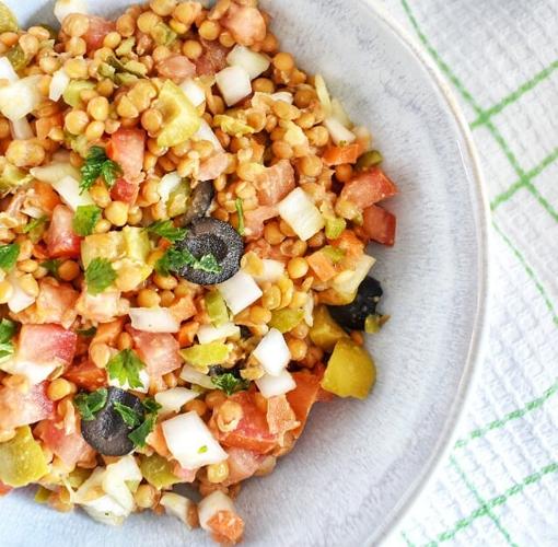 Resultado de la ensalada de lentejas y tomate