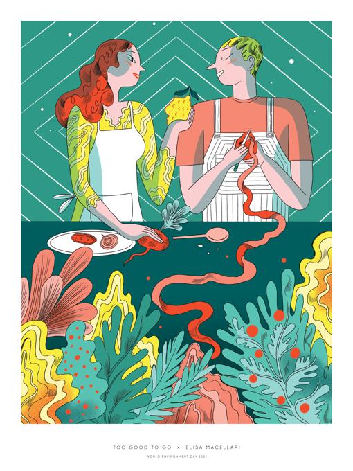 Ilustración de Elisa Marcellari para 'Too Good To Go'