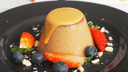 Flan vegano de almendras.