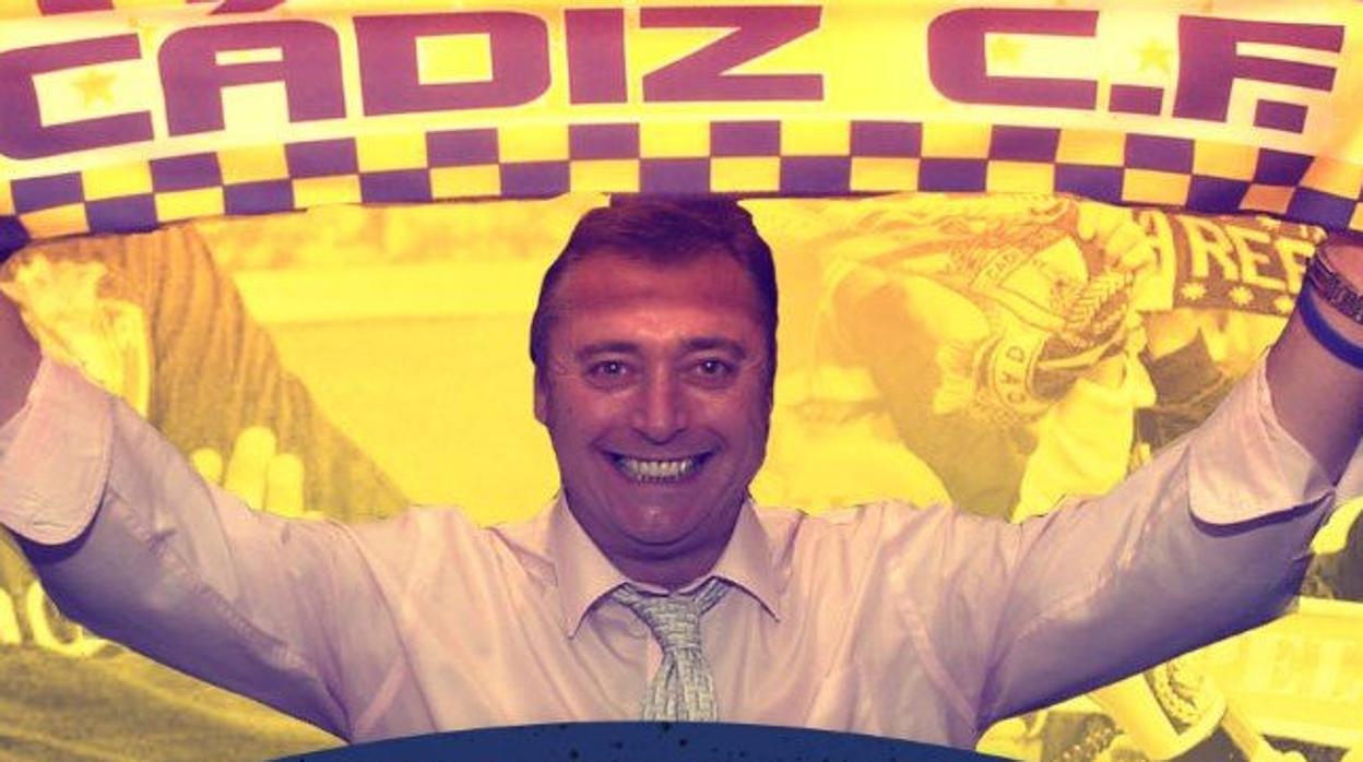 Michael Robinson en el cartel del Cádiz CF-Osasuna.