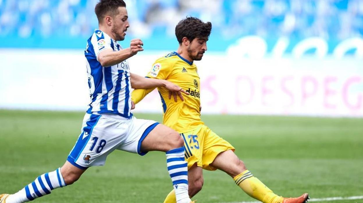 Jairo marcó el único gol del Cádiz CF en Anoeta.