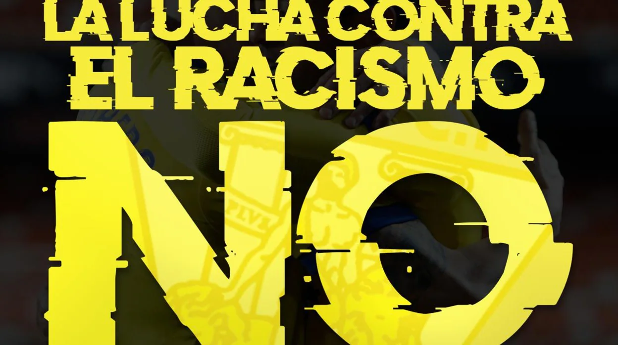Mensaje colgado en las redes sociales del Cádiz CF para condenar la xenofobia.