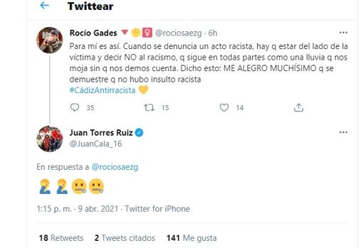 Juan Cala responde en 'Twitter' a Rocío Sáez