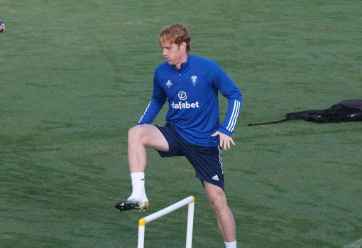 Álex Fernández, durante un entrenamiento.