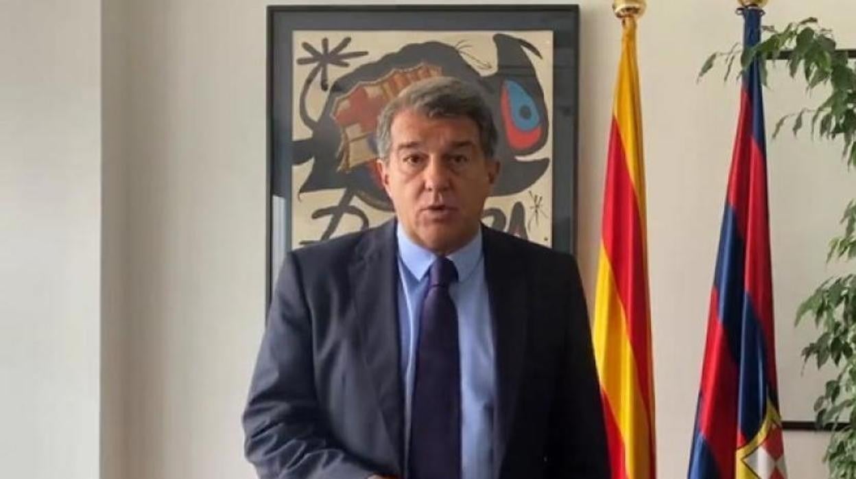 Laporta en un mensaje a los aficionados