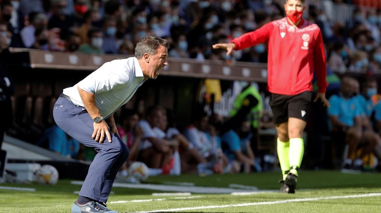 Luis García Plaza, técnico del Mallorca en el partido ante el Valencia.