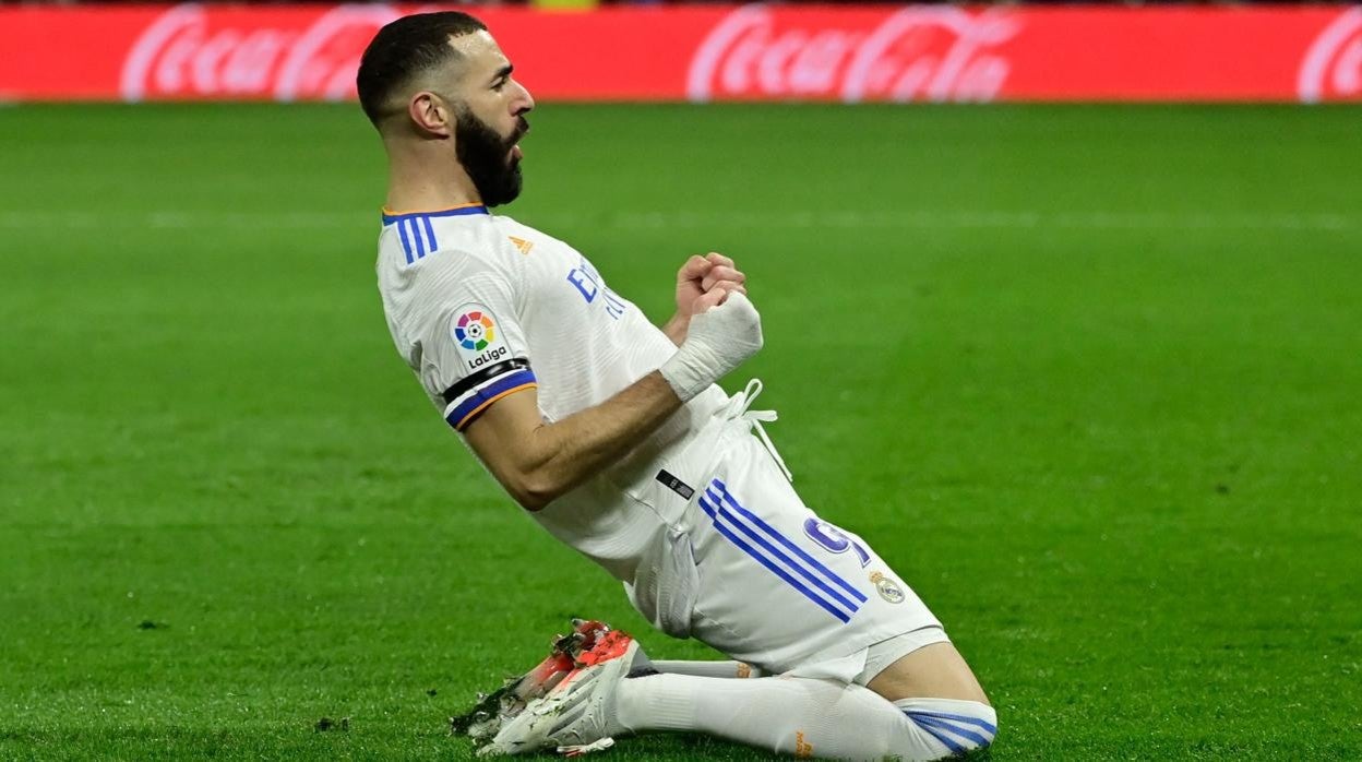 El delantero francés del Real Madrid, tras marcarle al Atlético este domingo en el Bernabéu.