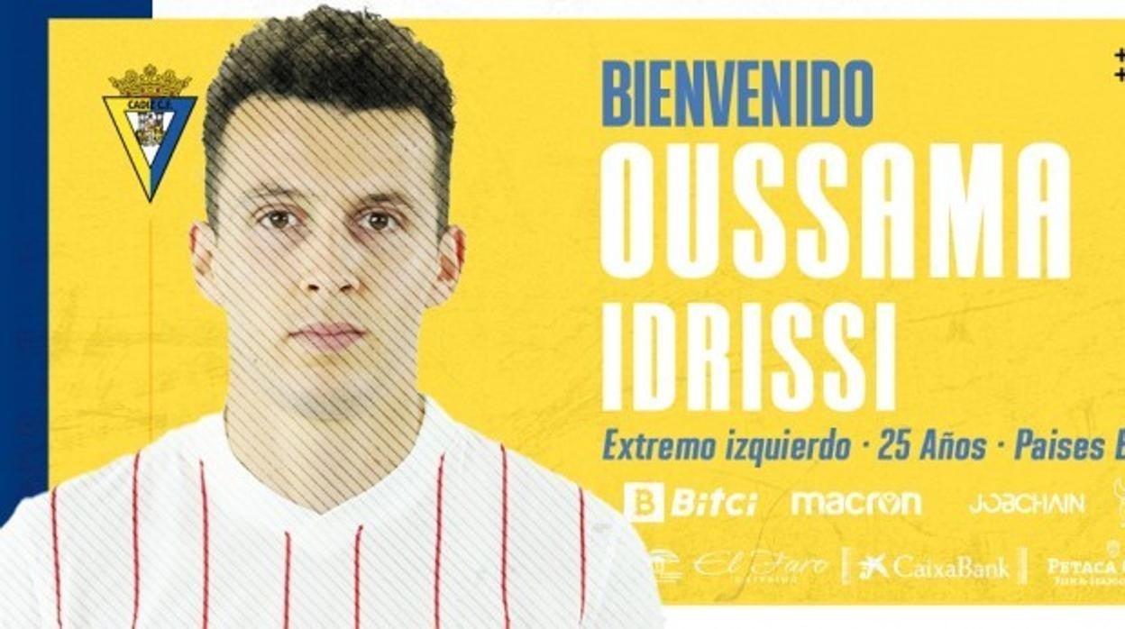 Oussama Idrissi llega al Cádiz CF cedido por el Sevilla FC.