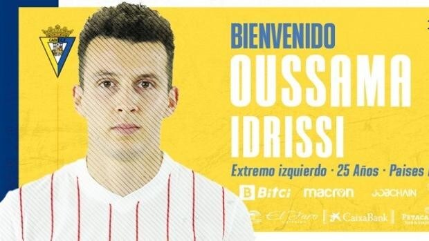 El Cádiz CF anuncia la incorporación de Oussama Idrissi