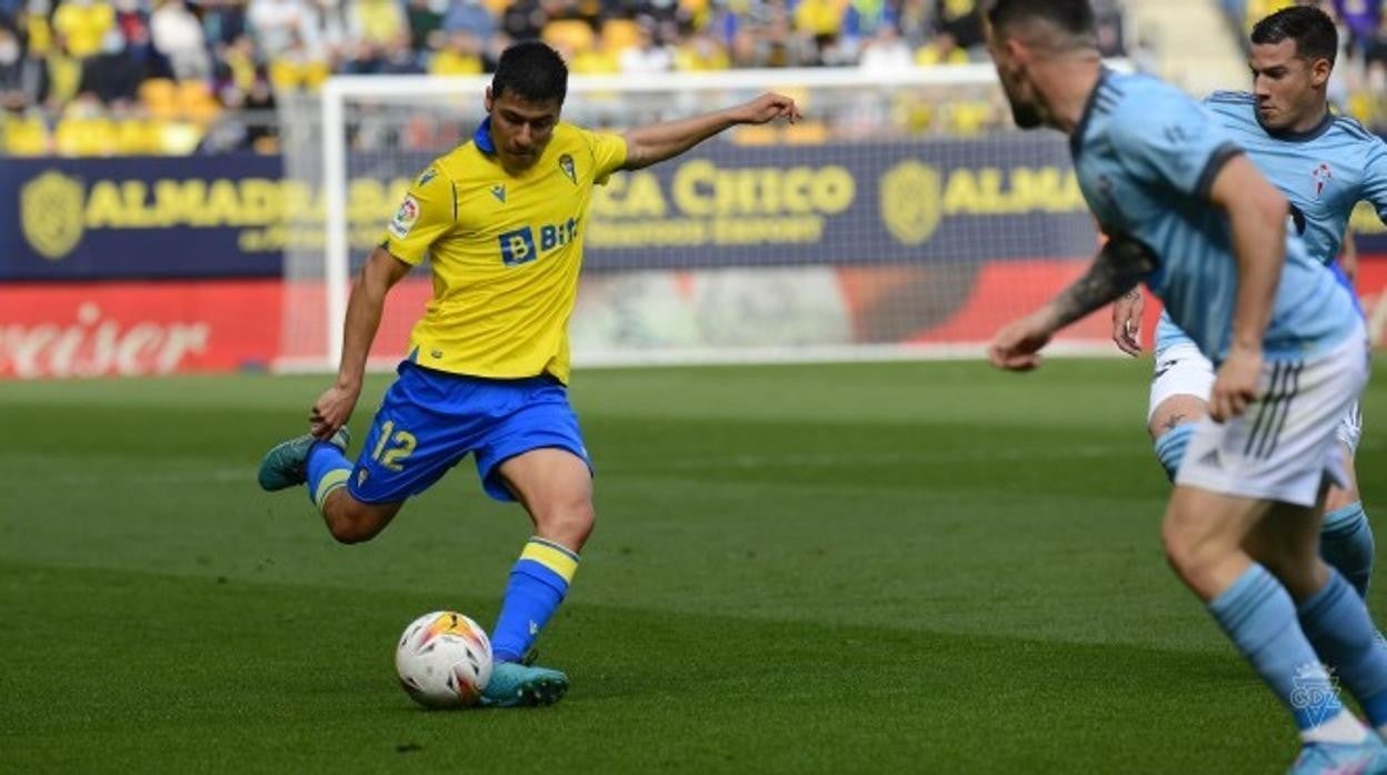 Tomás Alarcón, durante el encuentro ante el Celta de Vigo