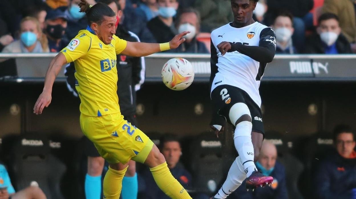 Espino en el partido ante el Valencia