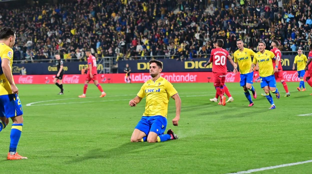 Rubén Sobrino celebra el tanto anotado ante el Getafe