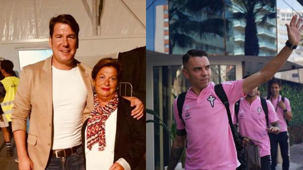 La madre del cantante Lucas, Iago Aspas y el presidente del Celta