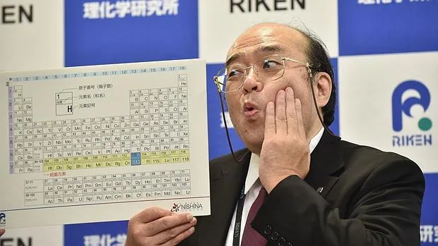 Kosuke Morita, durante la rueda de prensa de presentación del elemento 113