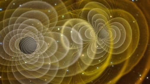 Ondas gravitacionales producidas por dos agujeros negros en órbita