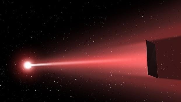 Los fotones emitididos desde una matriz de láseres producen un empuje que, en teoría, puede ser usado para propulsar una nave espacial