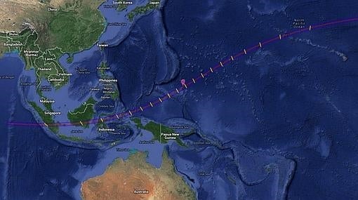 Recorrido del eclipse total de Sol del 9 de marzo