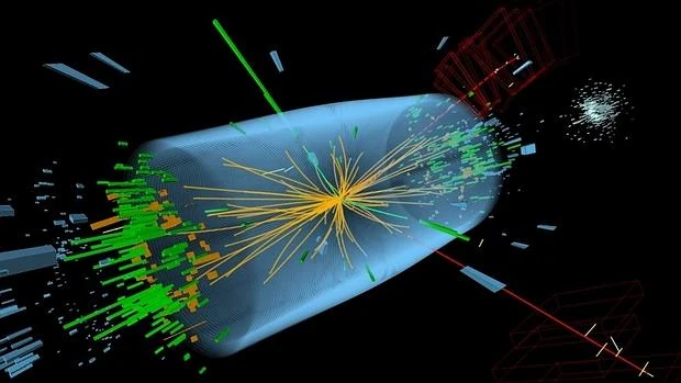 Imagen de archivo de colisiones de partículas en el descubrimiento del bosón de Higgs
