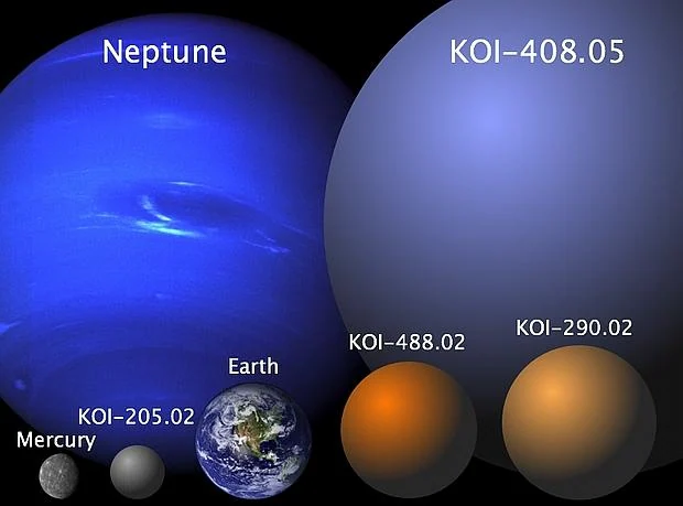 Los cuatro nuevos planetas, comparados con los del Sistema Solar