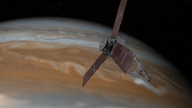 Recreación de un sobrevuelo de Juno sobre Júpiter