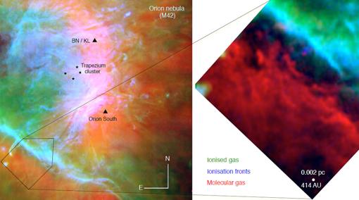 Detalle de la nebulosa, captado por los observatorios ALMA y VLT