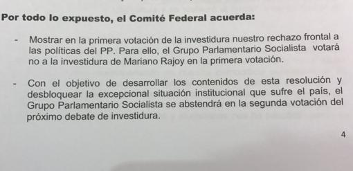 Resolución presentada por Elena Valenciano a favor de la abstención