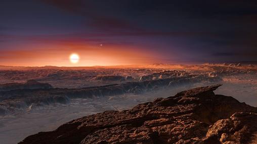 Representación artística de Próxima b, un planeta que podría tener agua y situado en las proximidades de la estrella más cercana al Sol