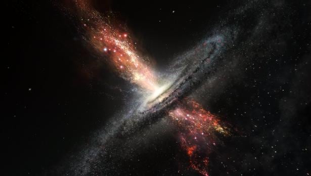 Dos potentes corrientes de gas son disparadas desde un agujero negro supermasivo