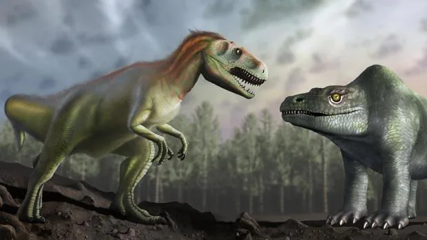 El megalosaurio tal y como los paleontólogos victorianos creían que era (derecha) y tal y como se describe en la actualidad (izquierda)