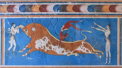 Fresco minoico procedente del gran palacio de Knossos